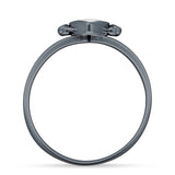 Art Deco Marquoise Oxidized White Buffalo Turquoise Vintage Style Ring 925 Sterling Silver