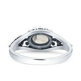 Oval White Buffalo Turquoise Beaded Ring Oxidized 925 Sterling Silver Wholesale
