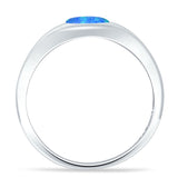 Oval 6mm Lab Created Blue Opal Signet Bold Ring 925 Sterling Silver Wholesale