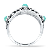 Round 14mm Filigree Weave Bali Turquoise Ring Oxidized 925 Sterling Silver Wholesale