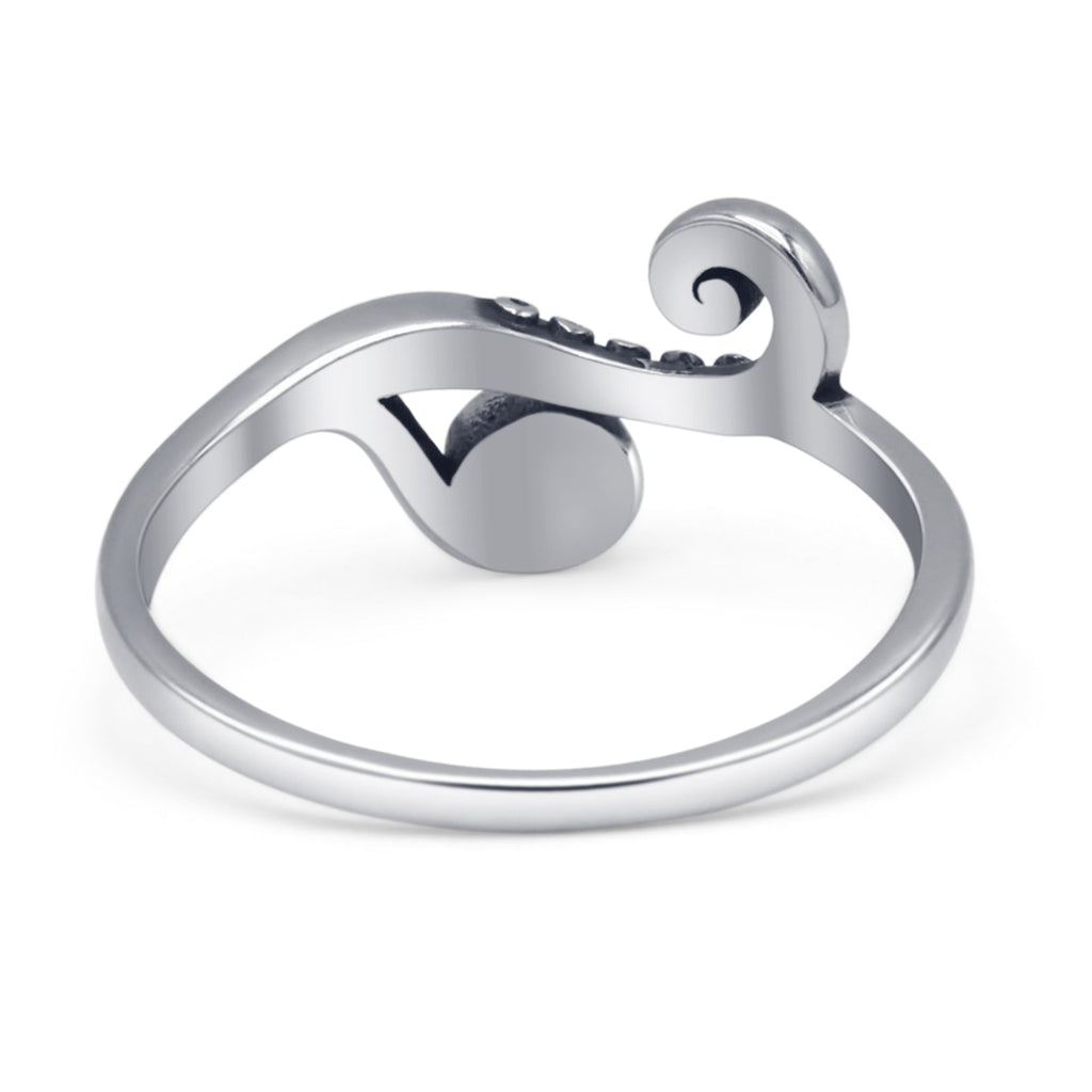 Round Lab Created Blue Opal Tentacle Octopus Ring Oxidized 925 Sterlin