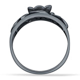 Oxidized Rose Flower Ring