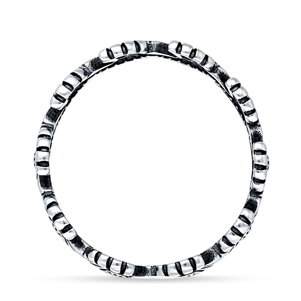 Daisy Flower Ring Oxidized Stacking Ring 925 Sterling Silver Wholesale