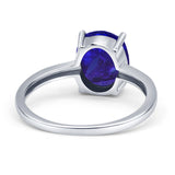 Solitaire Engagement Ring Oval Simulated Blue Sapphire CZ 925 Sterling Silver