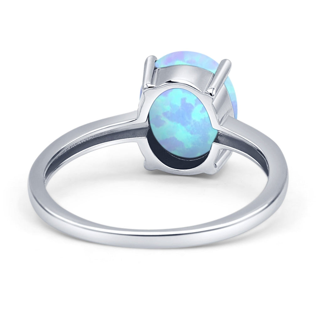 Oval Light Blue Lab Opal Solitaire Ring 925 Sterling Silver Wholesale