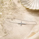 Sideways Cross CZ Bracelet