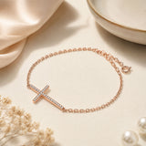 Sideways Cross CZ Bracelet