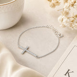 Sideways Cross CZ Bracelet