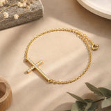 Sideways Cross CZ Bracelet