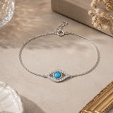 Round Turquoise CZ Evil Eye Bracelet 
