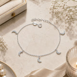 Crescent Moon CZ Adjustable Bracelet