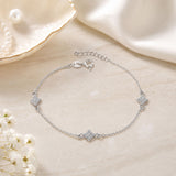 Pave CZ Floral Quatrefoil Bracelet