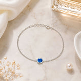 Round Blue Topaz CZ Rolo Chain Bracelet