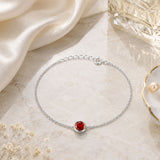 Round Garnet CZ Rolo Chain Bracelet