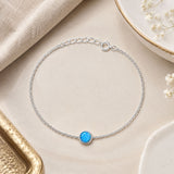Round Blue Opal Adjustable Bracelet 