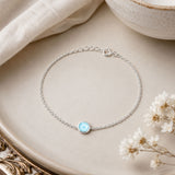 Round Larimar Adjustable Bracelet 