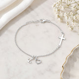 Cross Anchor Heart Charm Bracelet