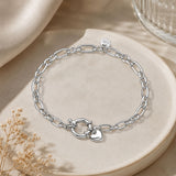 Heart Charm Paperclip Link Chain Bracelet 925 Sterling Silver Wholesale