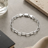 Italian Beveled Edge Long Link Bracelet