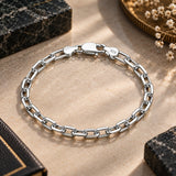 Beveled Edge Long Link Chain Bracelet
