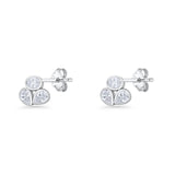 Three Stone 6.8mm Cartilage Stud Earrings Cubic Zirconia Bezel Set 925 Sterling Silver Wholesale