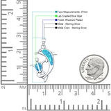 Dolphin Turtle Charm Pendant Lab Created Blue Opal 925 Sterling Silver