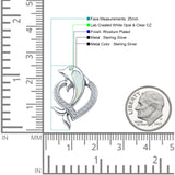 CZ Dolphin Heart Pendant