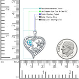 Blue Opal Heart Sea Life CZ Pendant