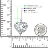 White Opal Heart Sea Life CZ Pendant
