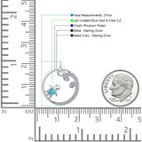 Blue Opal Sea Turtle Wave CZ Pendant