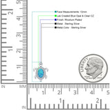 Blue Opal Turtle Halo CZ Pendant