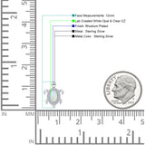 White Opal Turtle Halo CZ Pendant