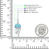 Blue Opal Jellyfish CZ Pendant