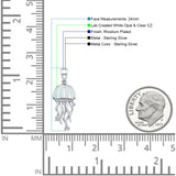 White Opal Jellyfish CZ Pendant