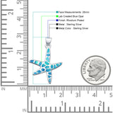 Lab Created Blue Opal Starfish Pendant 925 Sterling Silver