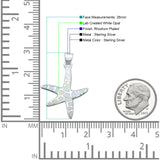 Lab Created White Opal Starfish Pendant 925 Sterling Silver