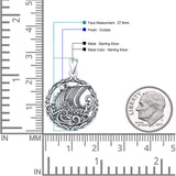 Viking Ship Round Pendant