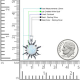 Round Lab Created White Opal Sun Pendant