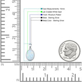 Oval Lab Created White Opal Solitaire Pendant
