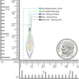 Marquise Lab Created White Opal Solitaire Pendant