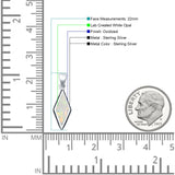 Diamond Shape Lab Created White Opal Oxidized Pendant