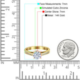 Round Milgrain CZ Gold Ring