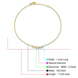 14K Yellow Gold 7" Link Chain Five Circle Bracelet Round & Baguette Diamond Wholesale