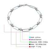 14K White Gold Paperclip Style Cross Design Round Natural Diamond Bracelet Wholesale