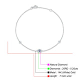 14K White Gold 7" Link Chain Evil Eye Bracelet Round Natural Diamond Wholesale