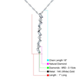 14K White Gold 0.15ct Crystal Drop Diamond Pendant Chain Necklace 18" Long Wholesale