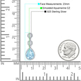 Pear Teardrop Halo Drop Dangle Earring Aquamarine CZ 925 Sterling Silver Wholesale