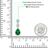 Pear Teardrop Halo Drop Dangle Earring Green Emerald CZ 925 Sterling Silver Wholesale