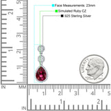 Pear Teardrop Halo Drop Dangle Earring Ruby CZ 925 Sterling Silver Wholesale