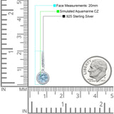 Round Halo Drop Dangle Hoop Earring Aquamarine CZ 925 Sterling Silver Wholesale